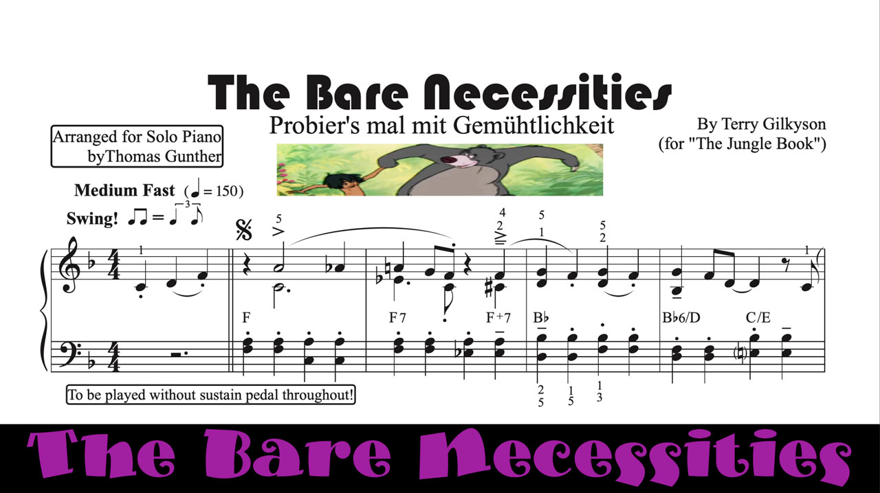 The Bare Necessities (from "The Jungle Book" Movie) - PopJazzKeys.com